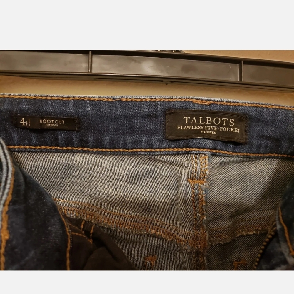 Talbot's flawless five pocket jeans, barely boot cut